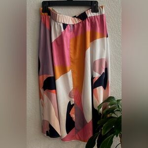 SHEIN Curve Pink, Orange and Black Midi Skirt